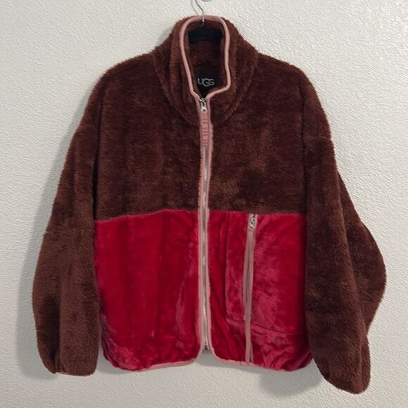 NWT- UGG-Marlene Sherpa Jacket II- pink and brown- Size medium - Picture 2 of 12